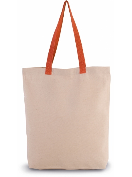 Shopper con soffietto Ki-Mood in tela con manici a contrasto - 38x42x7 - 220 gr